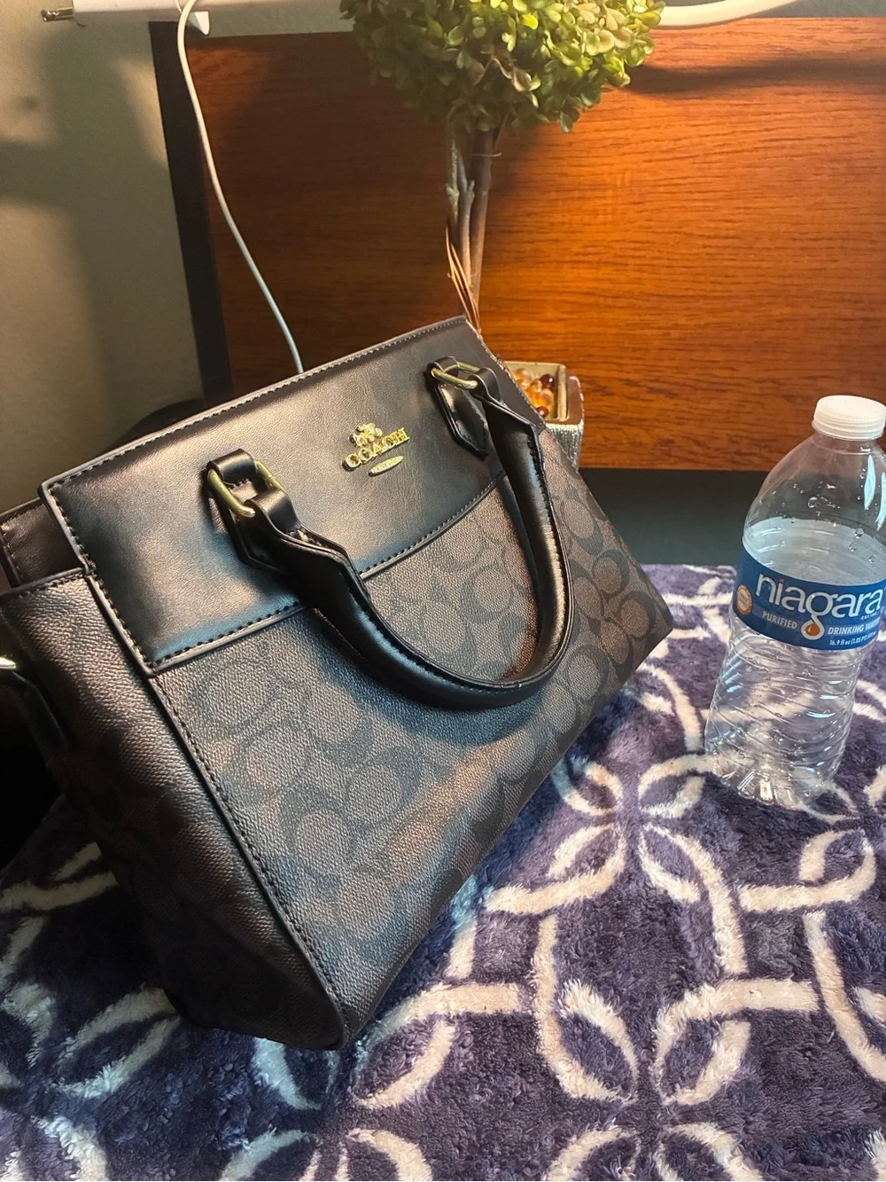 Coach Brown and Black Signature Satchel